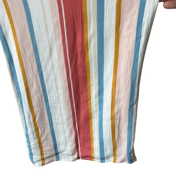 Sadie & Sage Summer Beach Resort Striped Wide Leg Pants Coral Blue Size Large - Picture 4 of 8